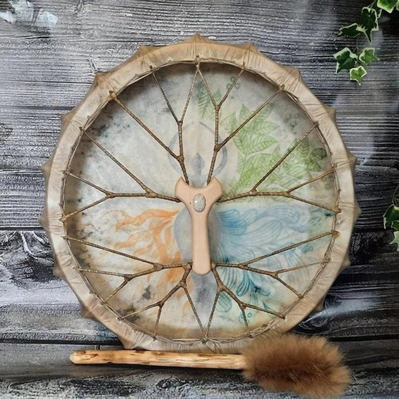 Firlar Shaman Drum, 10 Inch Hand Drum With Drum Stick, Alchemy Moon Drum For Spiritual Music, Reflection Meditation - Image 4